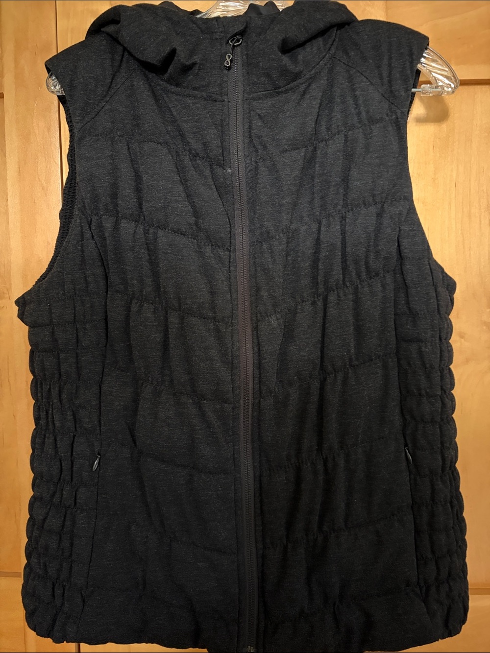 blanc noir Quilted Hooded Sleeveless Vest - Black